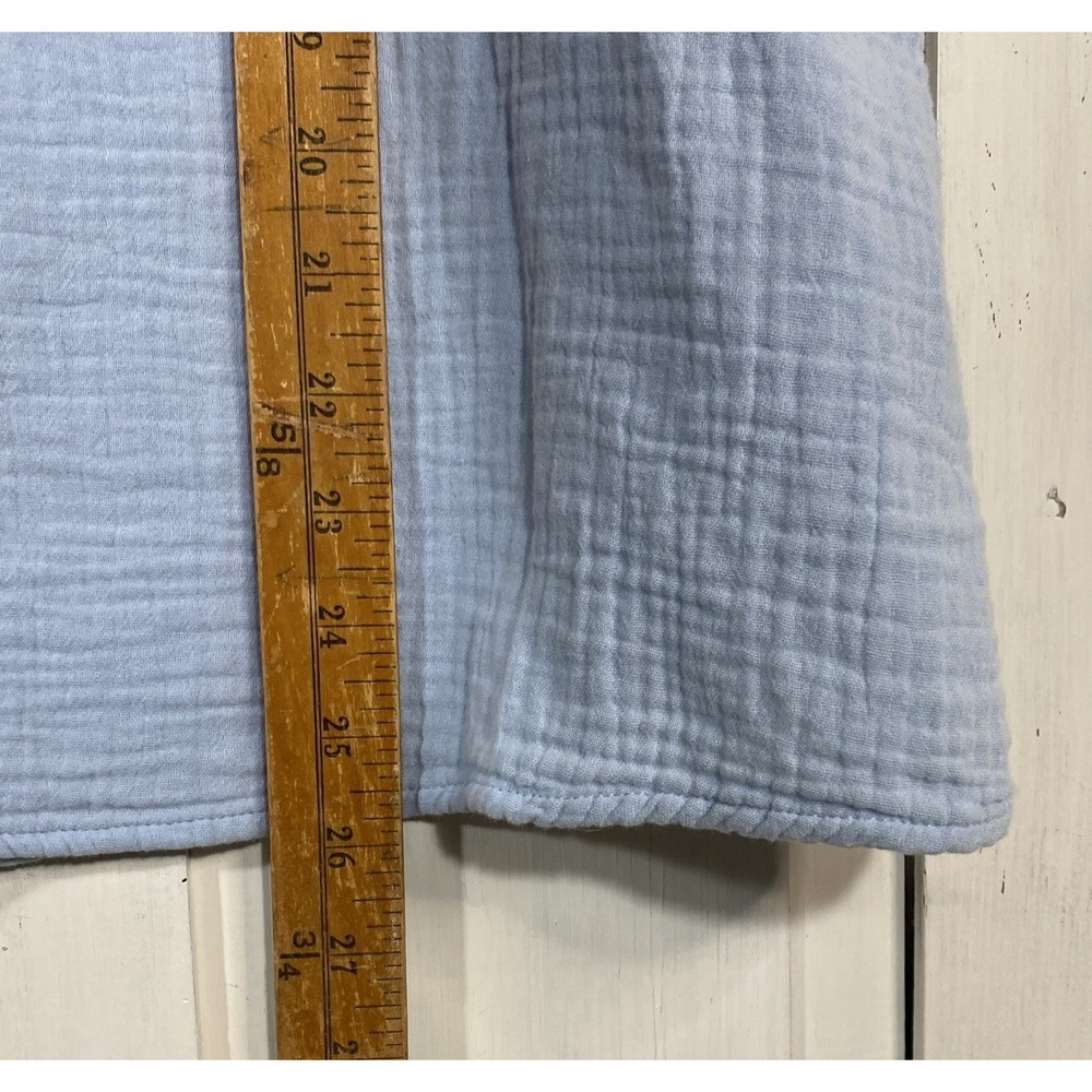 Pastel Blue 100% Cotton Gauze Ruffle Top Boho Natural Fibers Coastal Dokotoo XL - Picture 4 of 7